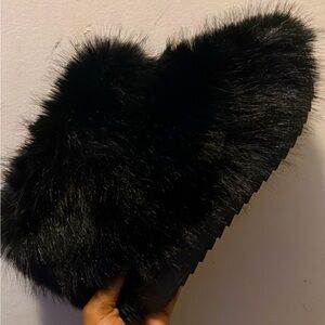 Furry black boots
